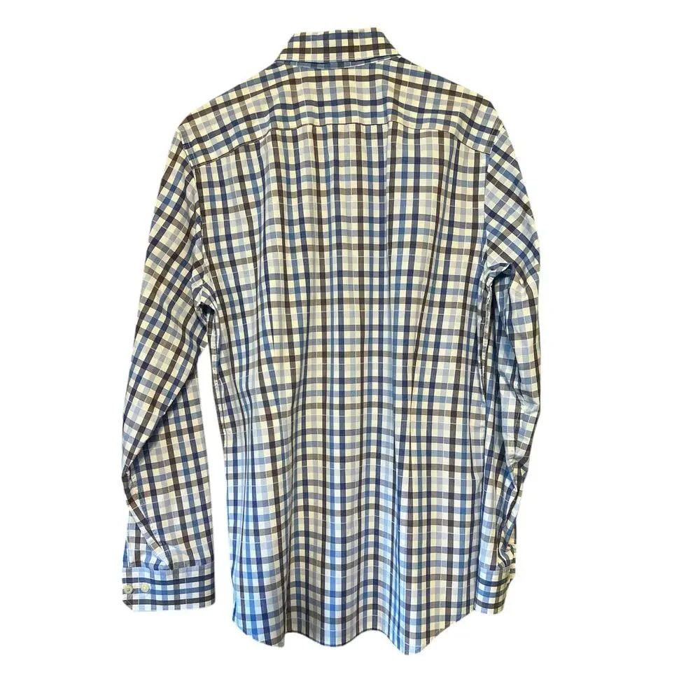 Banana Republic Grant Fit Supima Cotton Blue Plaid Shirt Size Medium